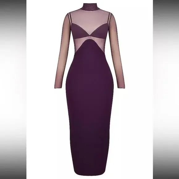 House Of Cb Safiya Black Grape Maxi Dress Size S Small NWOT